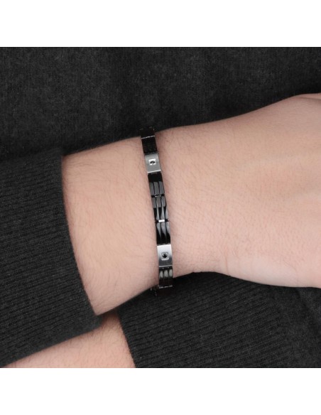 Morellato Cross bracelet ss+ip black jet stones uomo SKR49