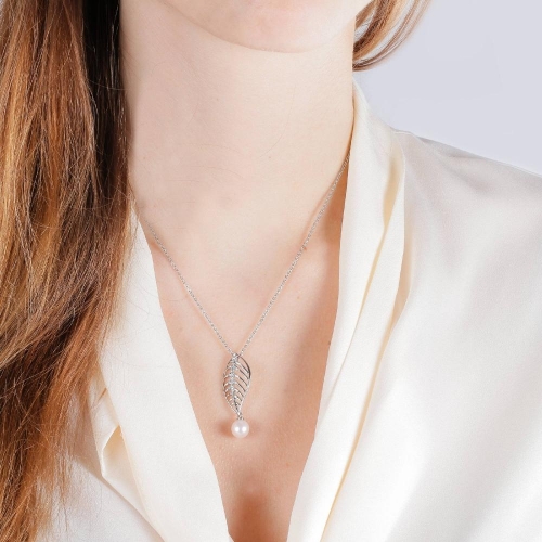 Morellato Foglia pendant ss pearl 40+5cm