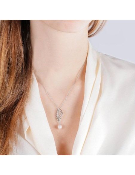 Morellato Foglia pendant ss pearl 40+5cm