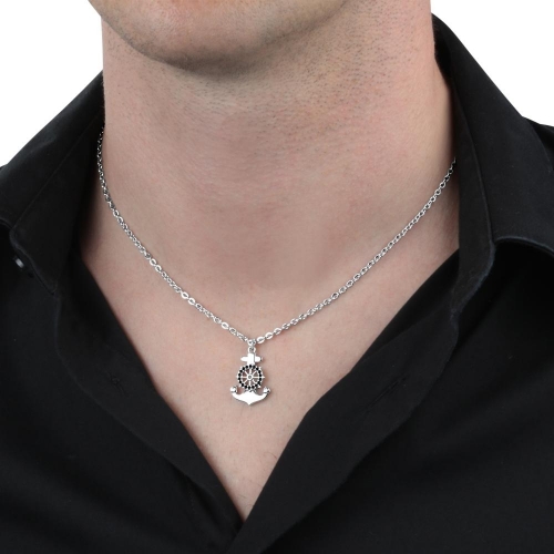Morellato Vela pend.anchor w/blk crystals 50cm maschile SAHC09