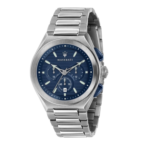 Maserati Triconic 43mm chr blue dial br ss