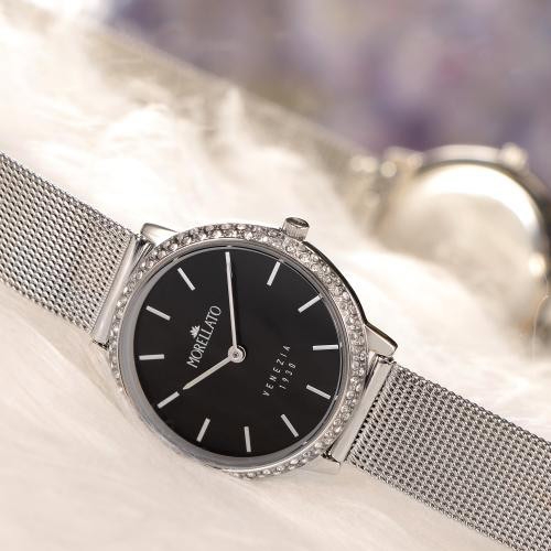 Morellato 1930 31mm 2h black dial mesh br ss femminile