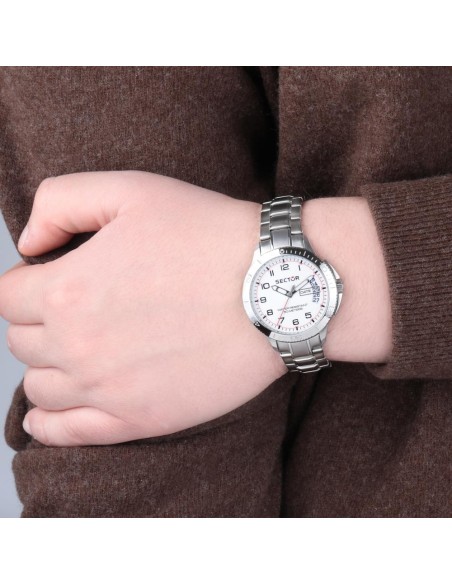 Sector 270 37mm 3h white dial br ss uomo R3253578005