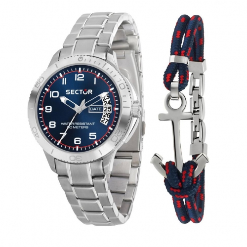 Sector 270 37mm 3h blue dial br ss+br. marine uomo R3253578010
