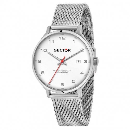 Sector 370 3h 39mm white dial mesh br ss