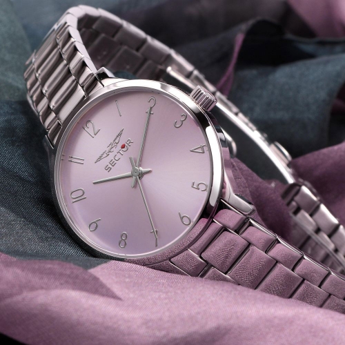 Sector 370 32mm 3h lilac dial br ss