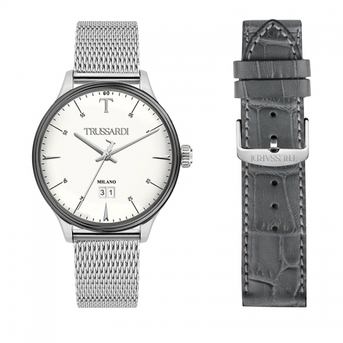 Trussardi T-complicity 41mm 3h w/silver dial br ss