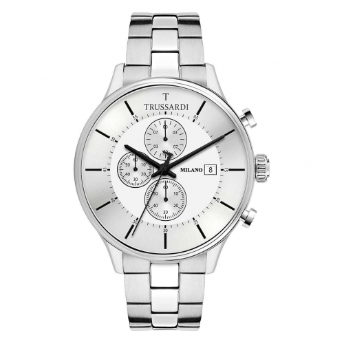 Trussardi T-complicity 45mm chr silver dial br ss