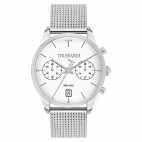 Trussardi T-genus 40mm chr white dial mesh br ss