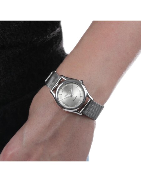 Trussardi T-light 32mm 2h w/silver dial mesh br ss