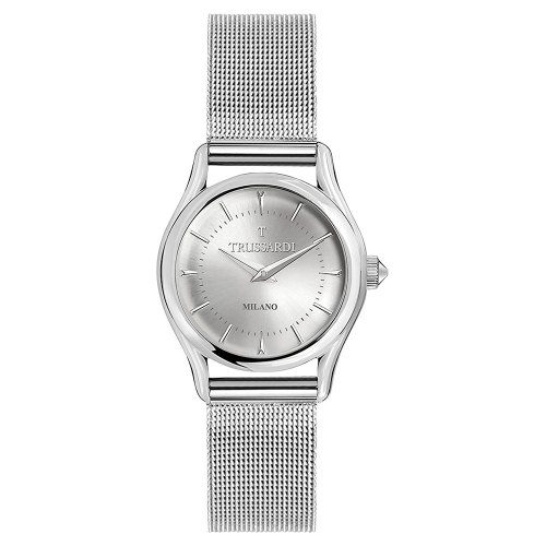 Trussardi T-light 32mm 2h w/silver dial mesh br ss