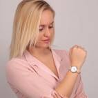 Orologio TRUSSARDI donna T-motif gomma beige / oro rosa
