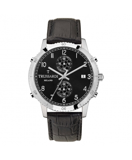 Trussardi T-style 44mm chro black dial black st
