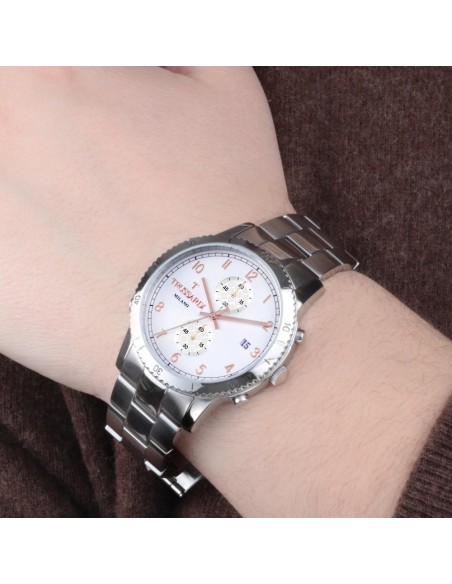 Trussardi T-style 44mm chro w/silver dial br ss