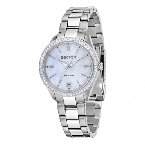 Sector 245 31mm 3h w/crystals mop dial ss br donna R3253486502