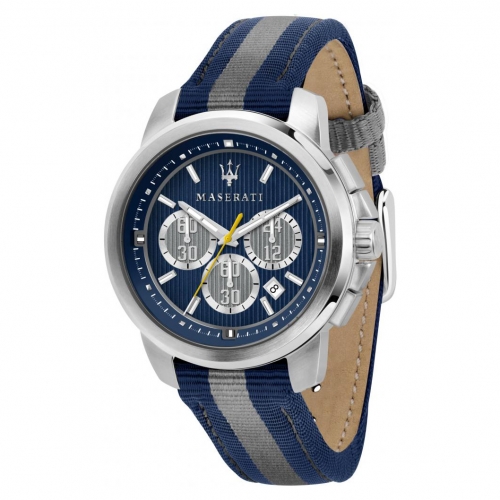 Maserati Royale 45mm chr blue dia blue+gra st uomo R8871637001