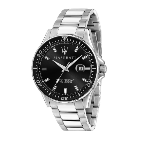 Maserati Sfida 44mm 3h black dial br ss