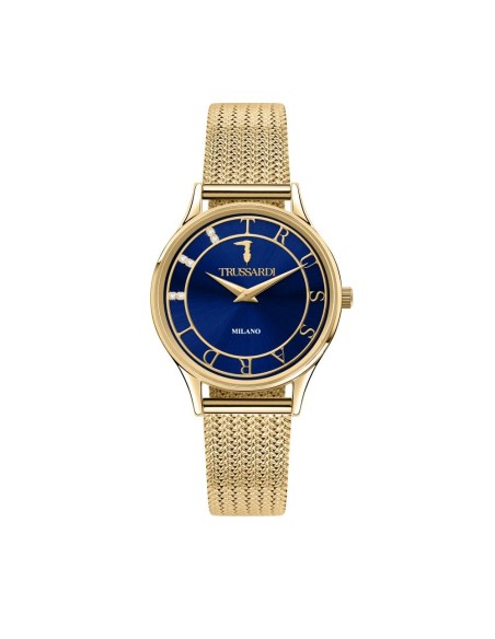 Orologio TRUSSARDI donna T-star tempo acciaio dorato / blu