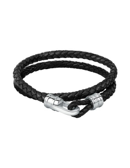 Bracciale MORELLATO uomo Moody pelle nero / acciaio