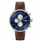 Trussardi T-complicity 45mm chr blue dial brown st