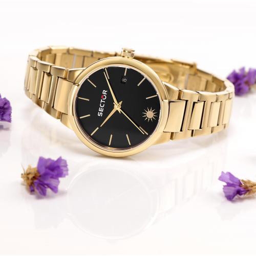 Sector 665 34mm 3h black dial br yg femminile R3253524506