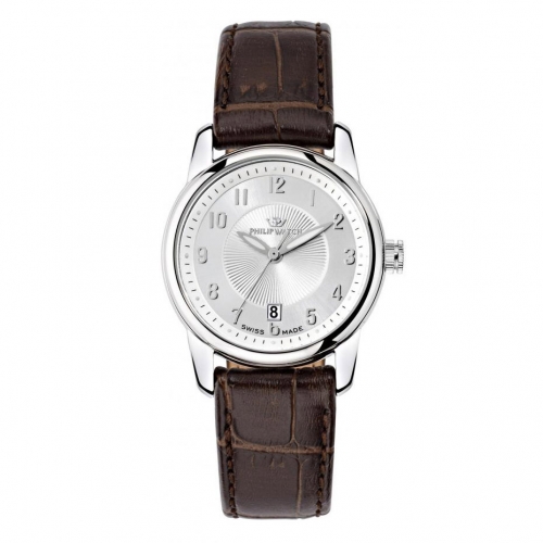 Philip Watch Kent lady 30mm 3h white dial brown stra donna