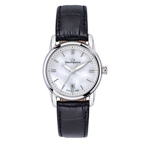 Philip Watch Kent lady 30mm 3h wht dial mop black str donna
