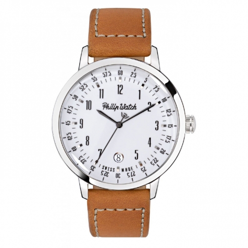 Philip Watch Grand archive 1940 43mm3h wht dial brw s uomo