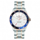 Philip Watch Sealion 42mm 3h w/silver dial br ss+rg uomo