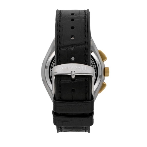 Maserati Triconic 43mm chr whi silver d blk st
