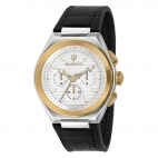 Maserati Triconic 43mm chr whi silver d blk st