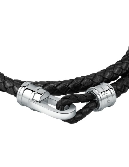 Bracciale MORELLATO uomo Moody pelle nero / acciaio