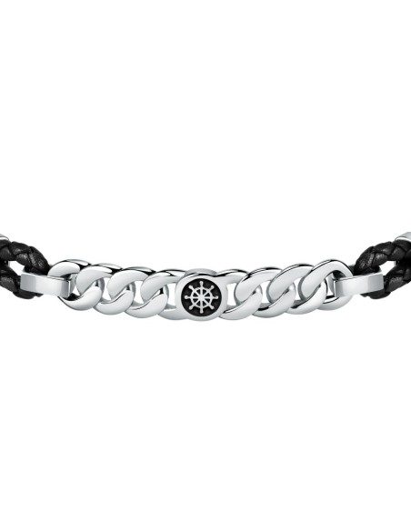 Bracciale SECTOR uomo Bandy pelle nero / rosa dei venti