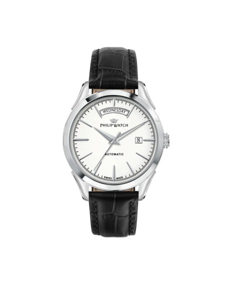 Orologio PHILIP WATCH uomo Roma automatico pelle nero / bianco