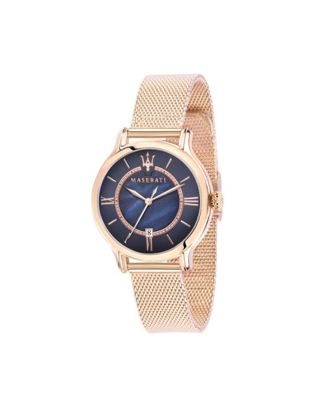 Orologio MASERATI donna Epoca data acciaio oro rosa / blu