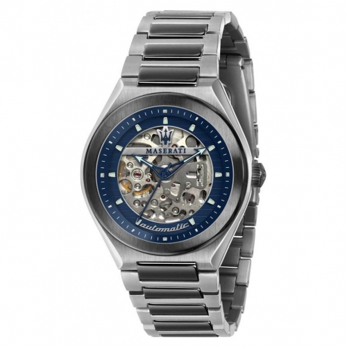 Maserati Triconic 40mm auto blue dial br gun