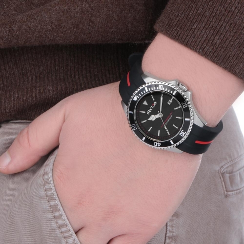 Sector 230 43mm 3h black dial silicon black st uomo R3251161038