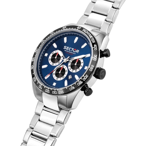 Sector 245 45mm chr blue dial br ss