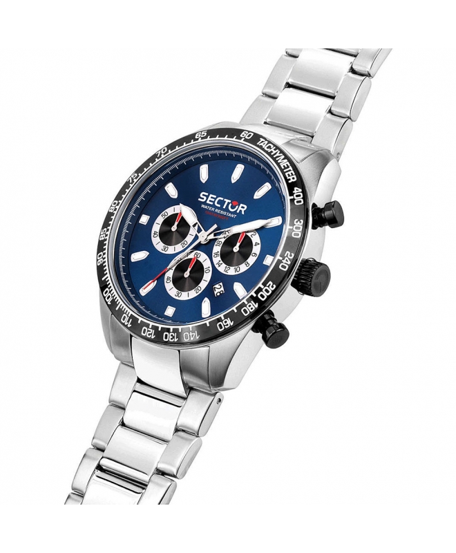 Sector 245 45mm chr blue dial br ss - galleria 2