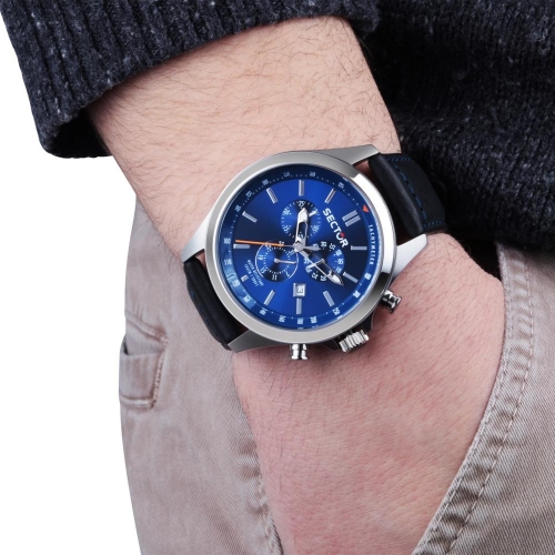 Sector 180 chr blue dial black strap