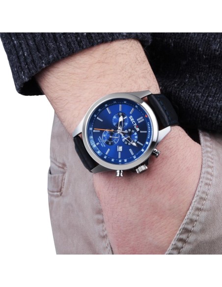 Sector 180 chr blue dial black strap