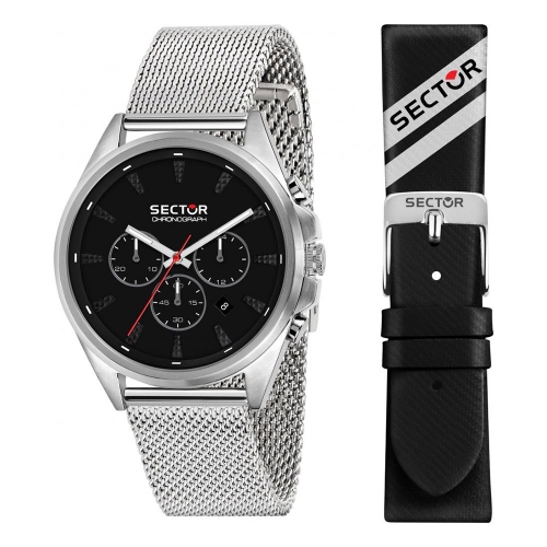 Sector 280 44mm chr black dial mesh br ss