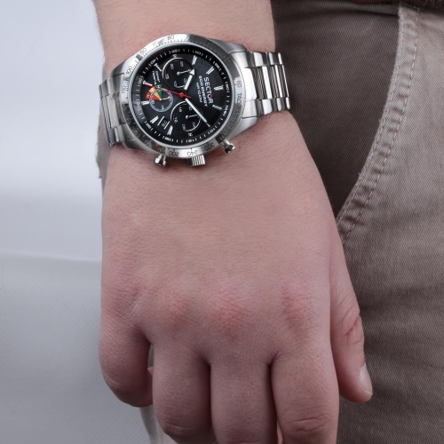 Sector 695 eco solar chr 45mm black dial br ss uomo R3273613002