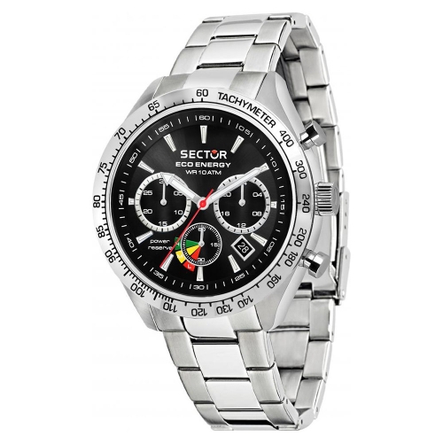 Sector 695 eco solar chr 45mm black dial br ss uomo R3273613002