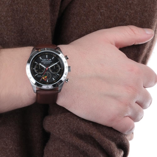 Sector 695 eco solar chr 45mm blk di d.brown st uomo R3271613003