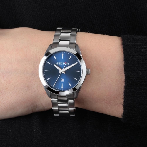 Sector 120 36mm 3h blue dial br ss donna R3253588517