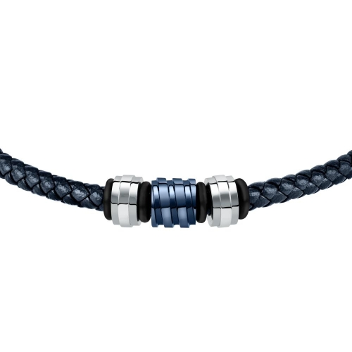 Bracciale Sector Ceramic pelle blu - 22.5 cm