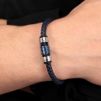Bracciale Sector Ceramic pelle blu - 22.5 cm