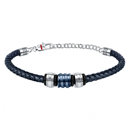 Bracciale Sector Ceramic pelle blu - 22.5 cm