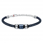 Bracciale Sector Ceramic pelle blu - 22.5 cm